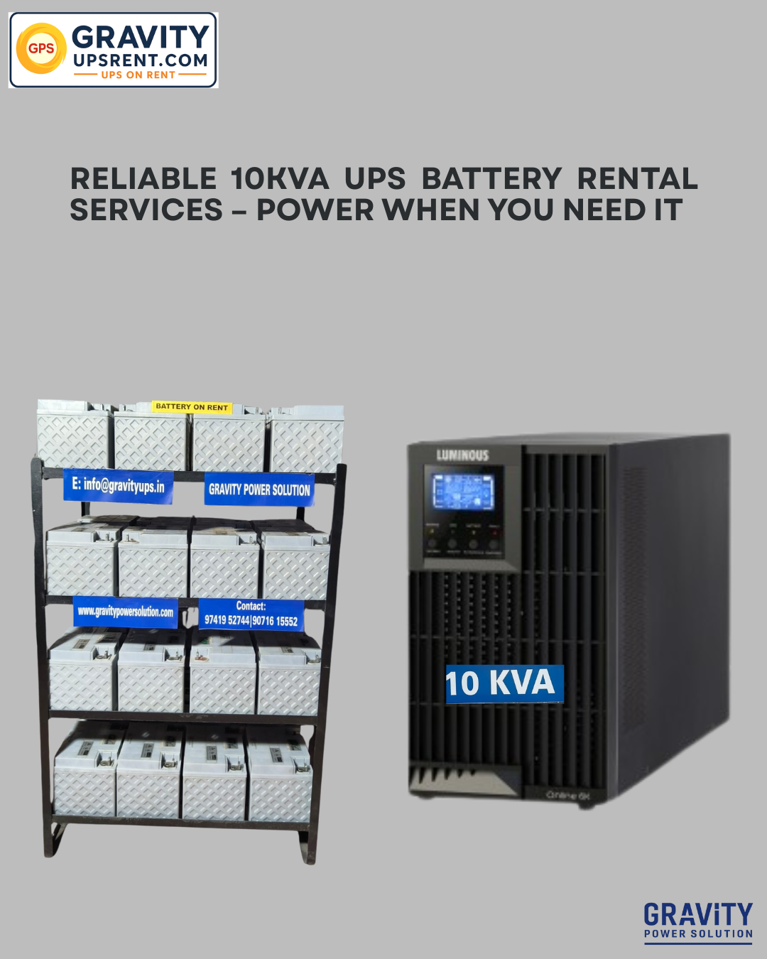10kVA UPS battery rental service – Gravity Power Solution