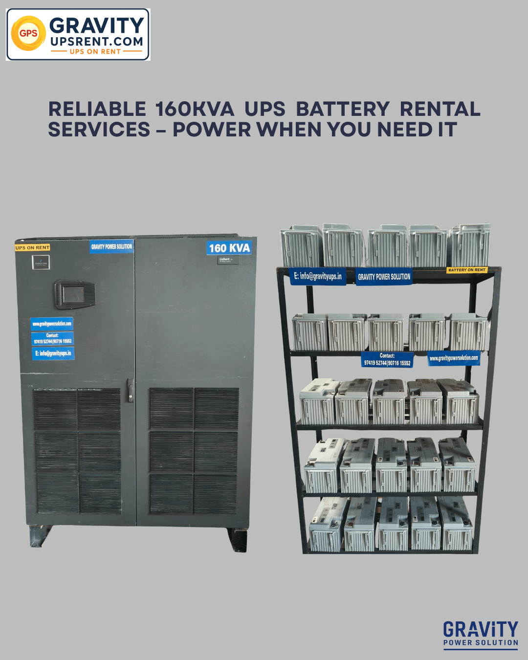 160kVA industrial UPS rental in Bangalore – Gravity Power Solution