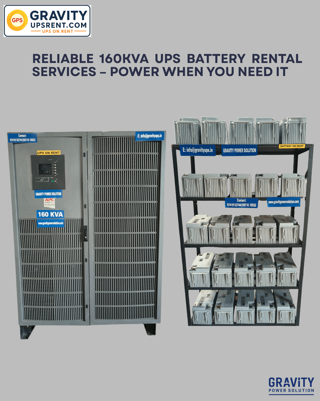 160kVA UPS on hire in Bangalore – Gravity Power Solution