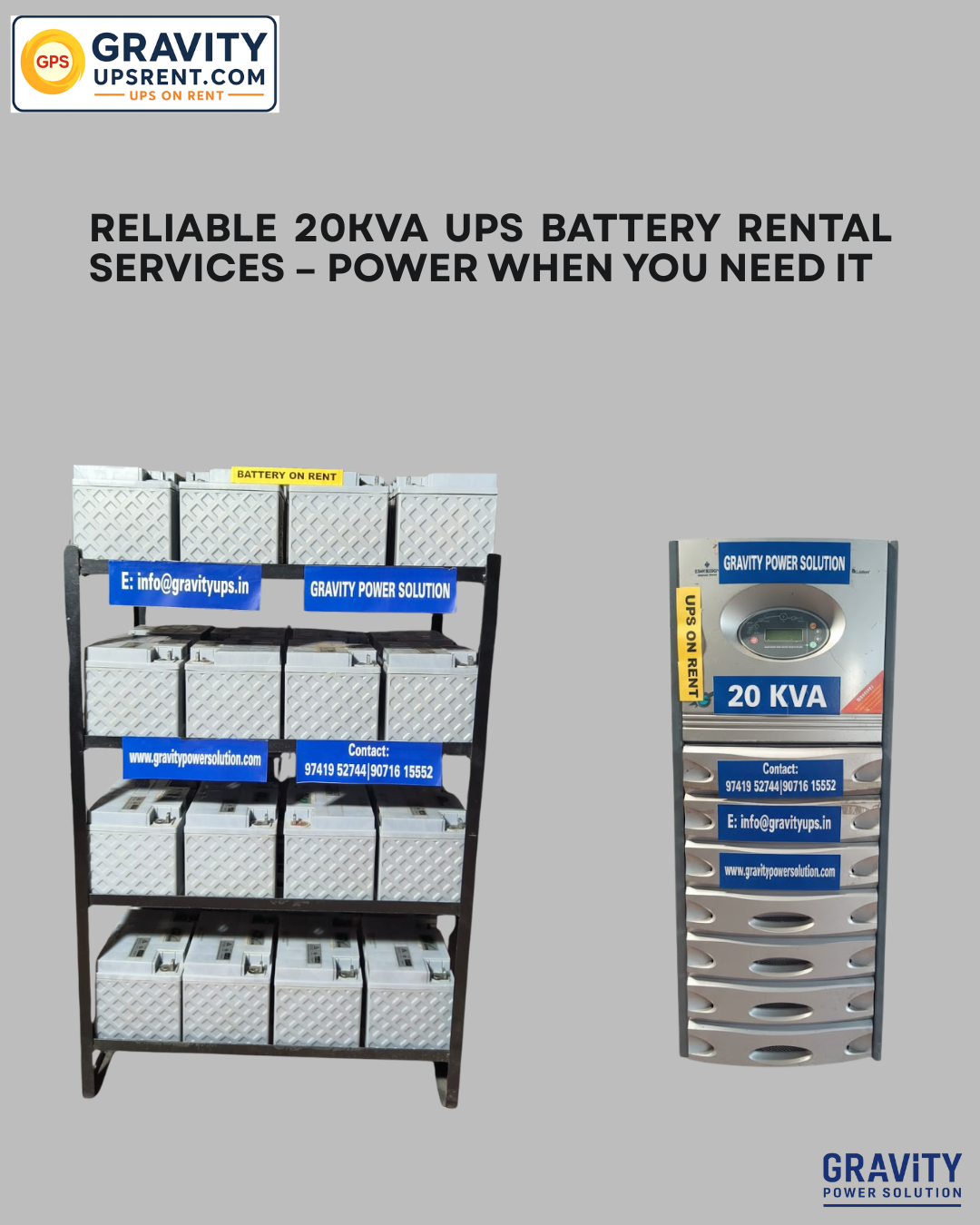 20kVA UPS battery rental service – Gravity Power Solution