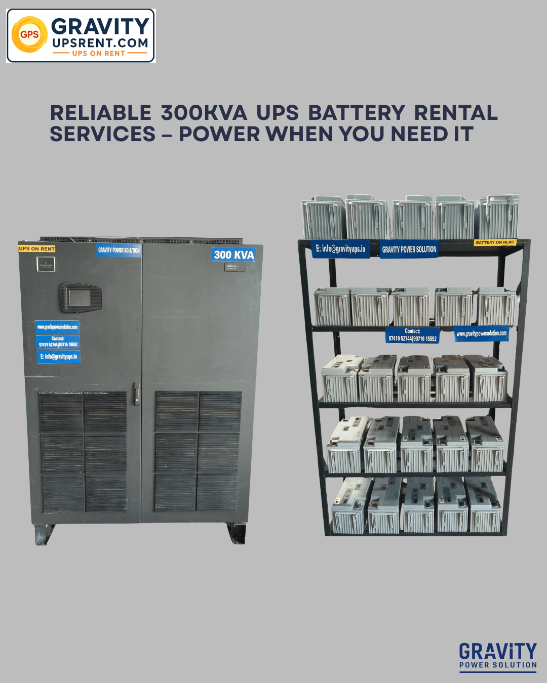 300kVA industrial UPS rental in Bangalore – Gravity Power Solution