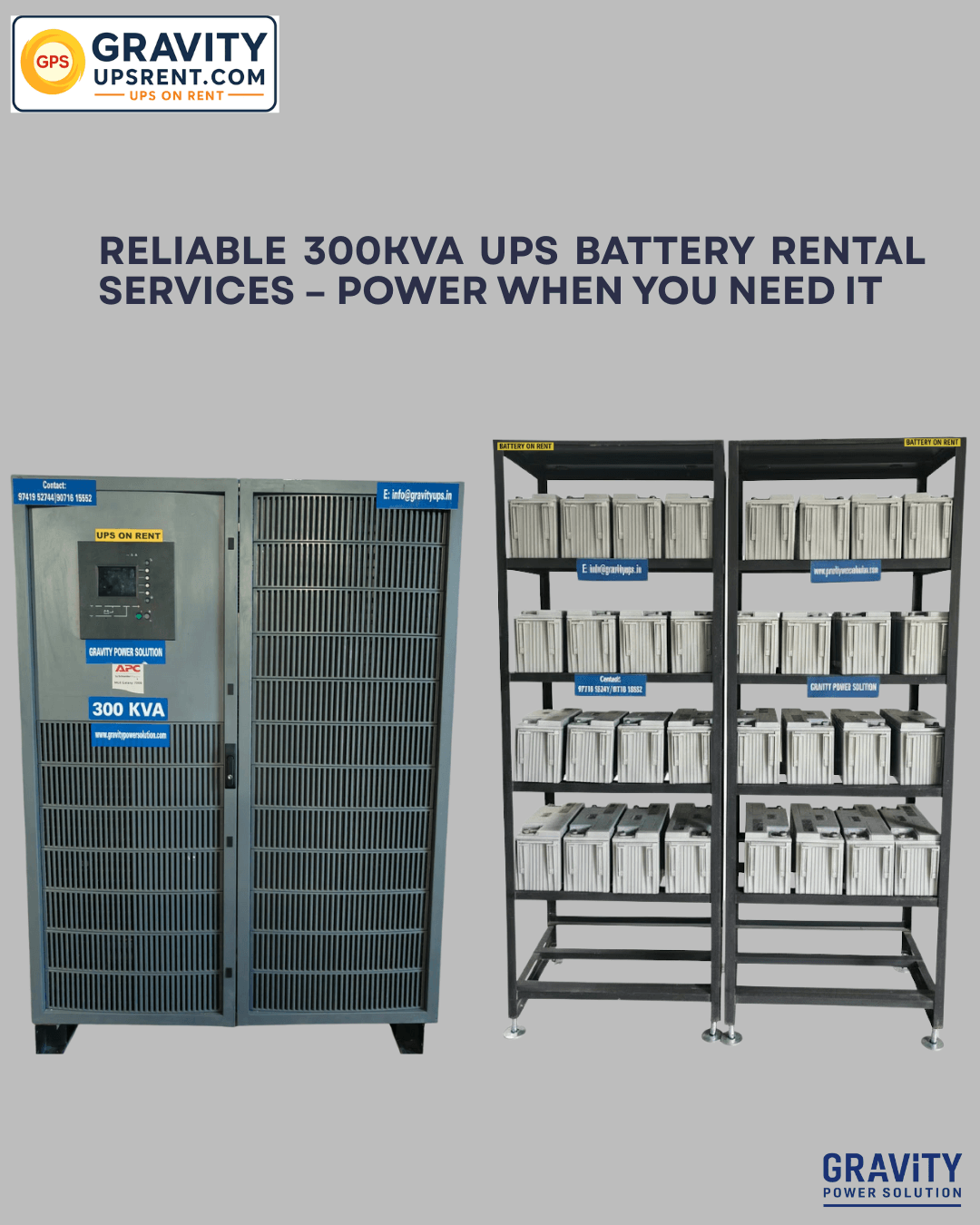 300kVA UPS on hire in Bangalore – Gravity Power Solution