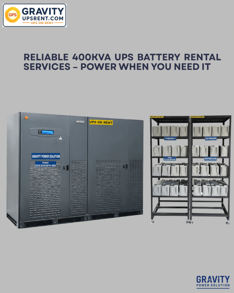 Industrial 400kVA UPS hire service in Bangalore by Gravity Power Solutions – providing reliable high-capacity power backup for factories, hospitals, and data centers.
