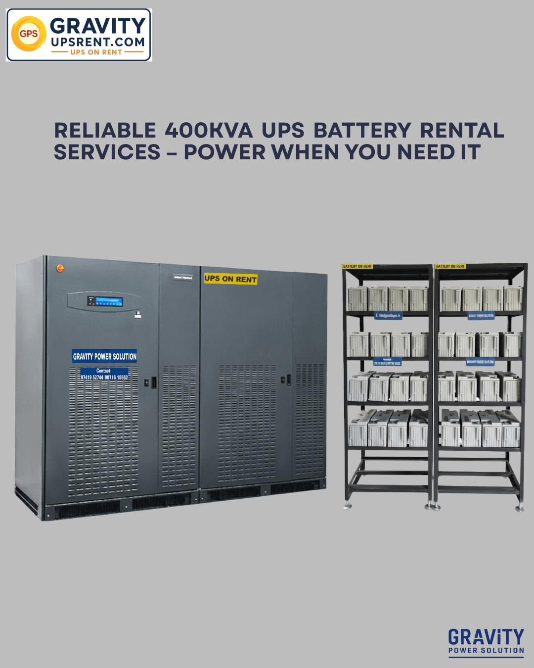 400kVA UPS on hire in Bangalore – Gravity Power Solution
