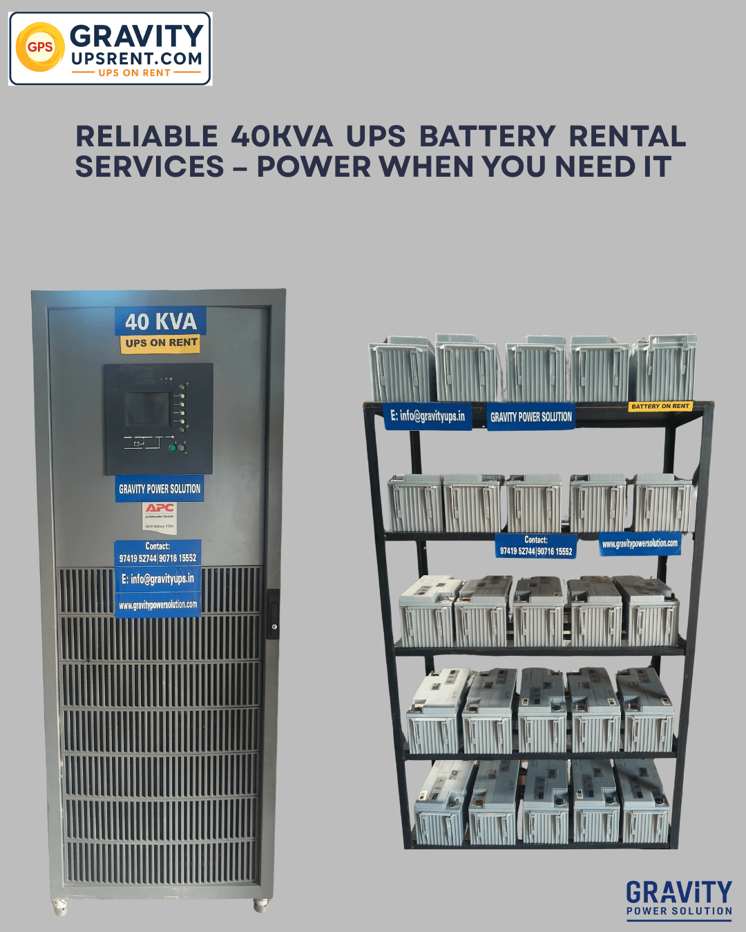 40kVA UPS battery rental service in Bangalore – Gravity Power Solution