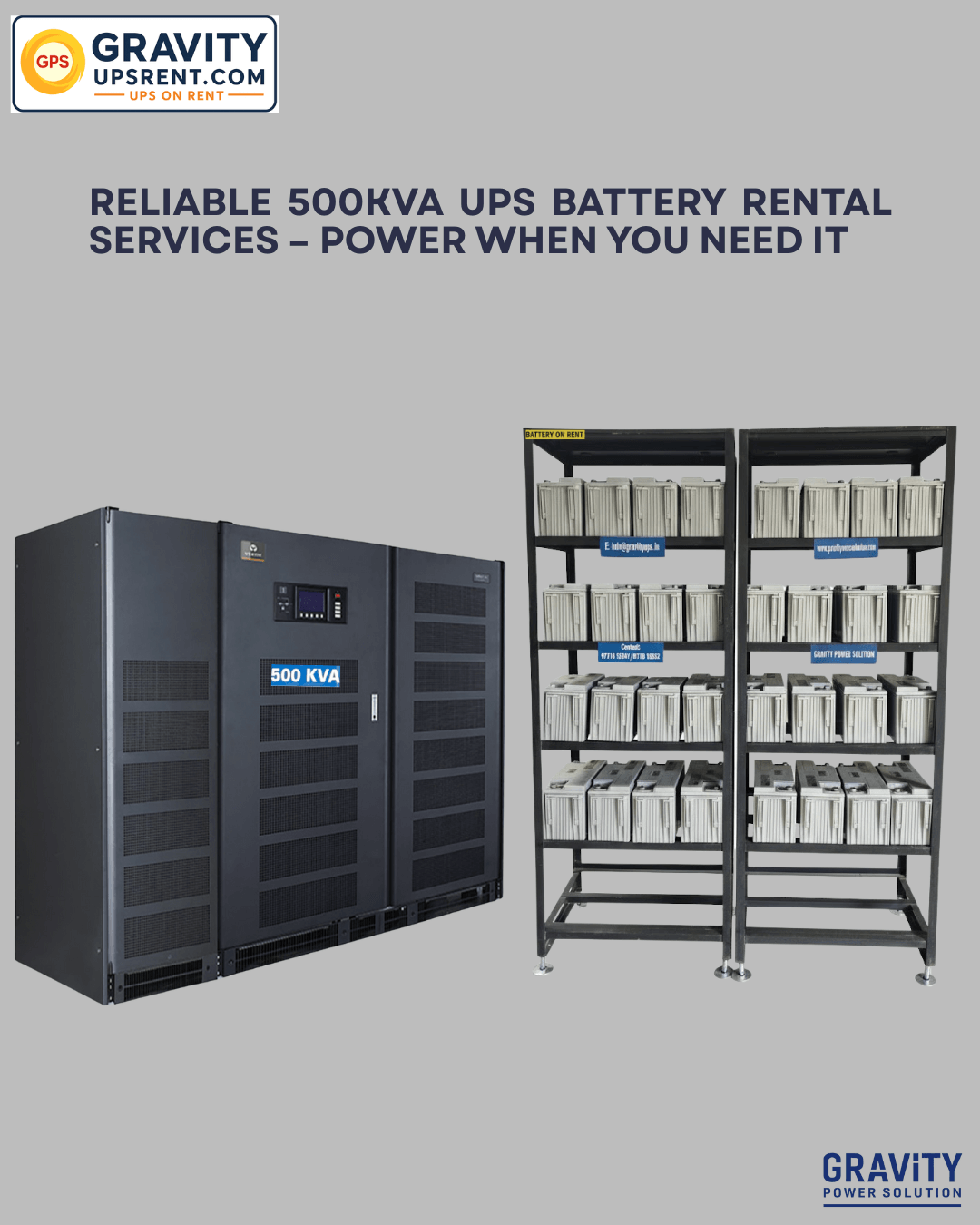 500kVA UPS power backup on rent in Bangalore – Gravity Power Solution