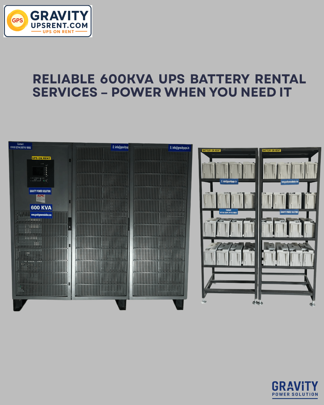 600kVA UPS on hire in Bangalore – Gravity Power Solution