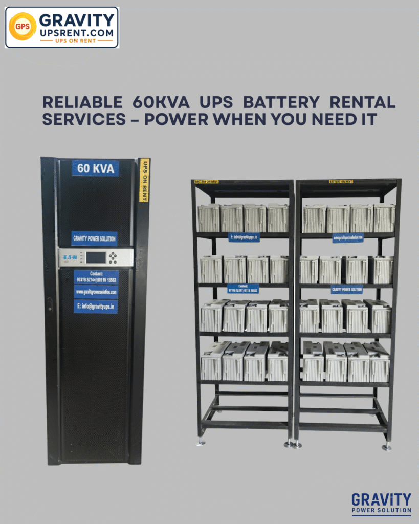 Industrial 60kVA UPS hire service in Bangalore by Gravity Power Solutions – providing reliable power backup for small industries, hospitals, and IT offices.