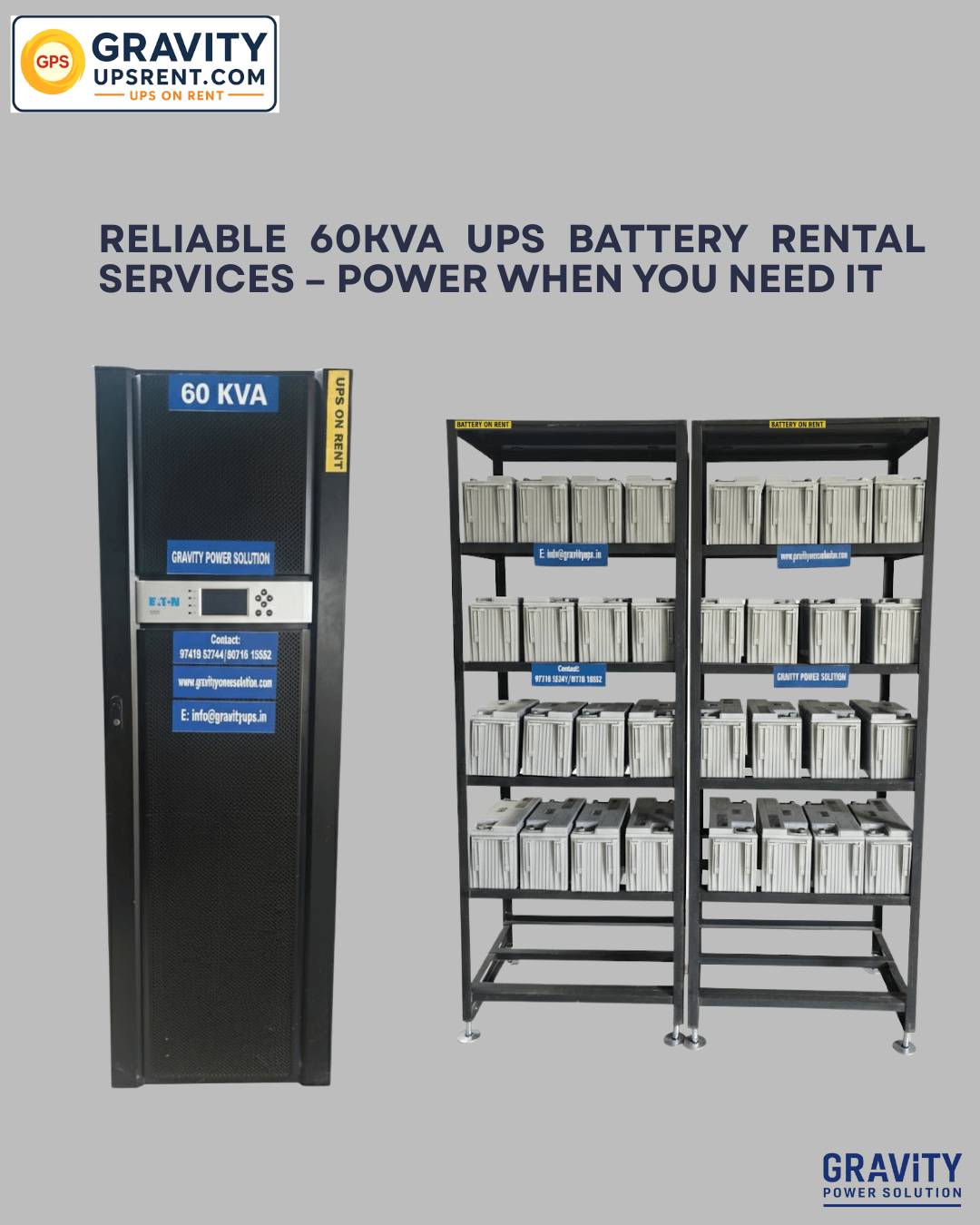 60kVA UPS on hire in Bangalore – Gravity Power Solution