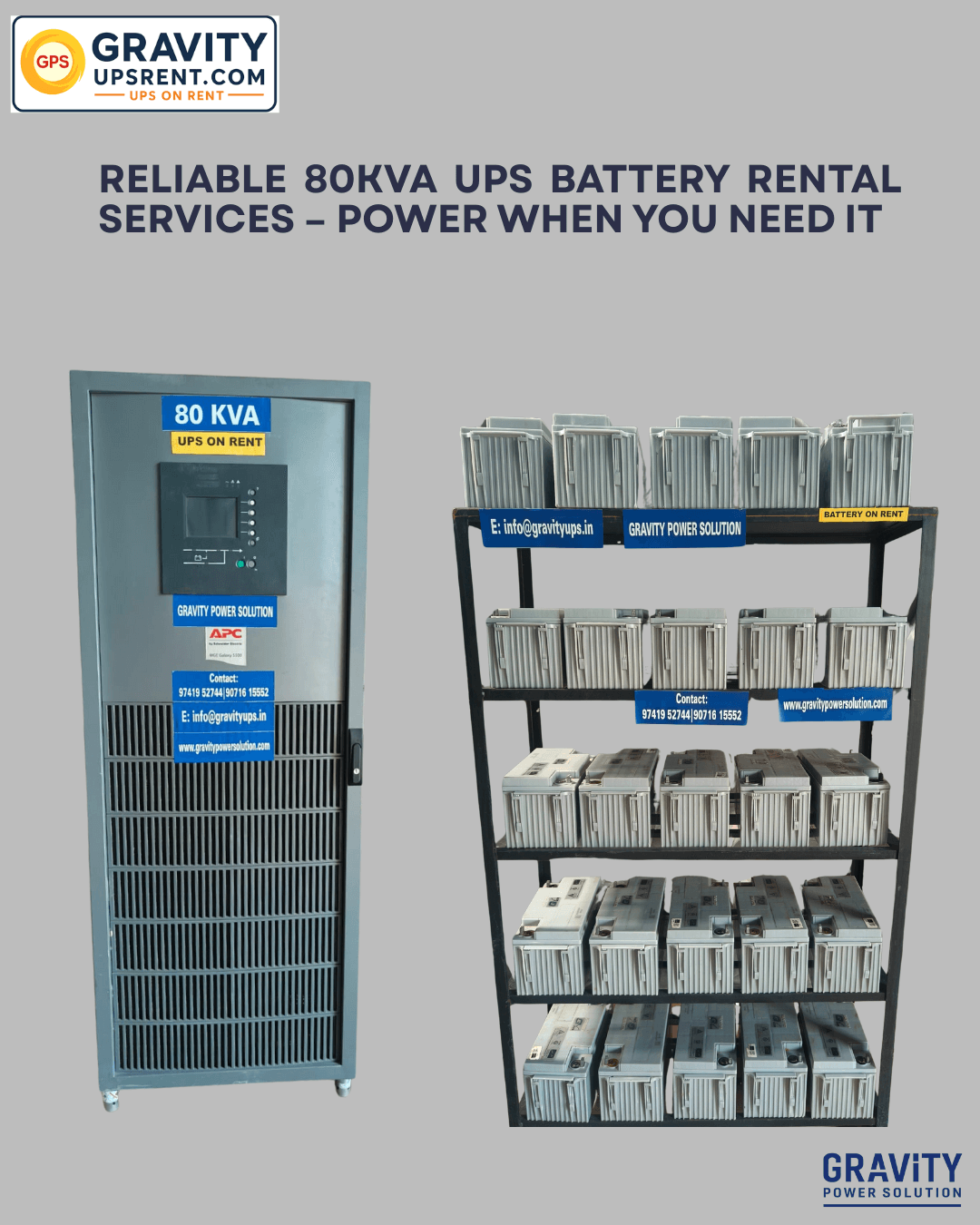 80kVA industrial UPS on rent in Bangalore – Gravity Power Solution