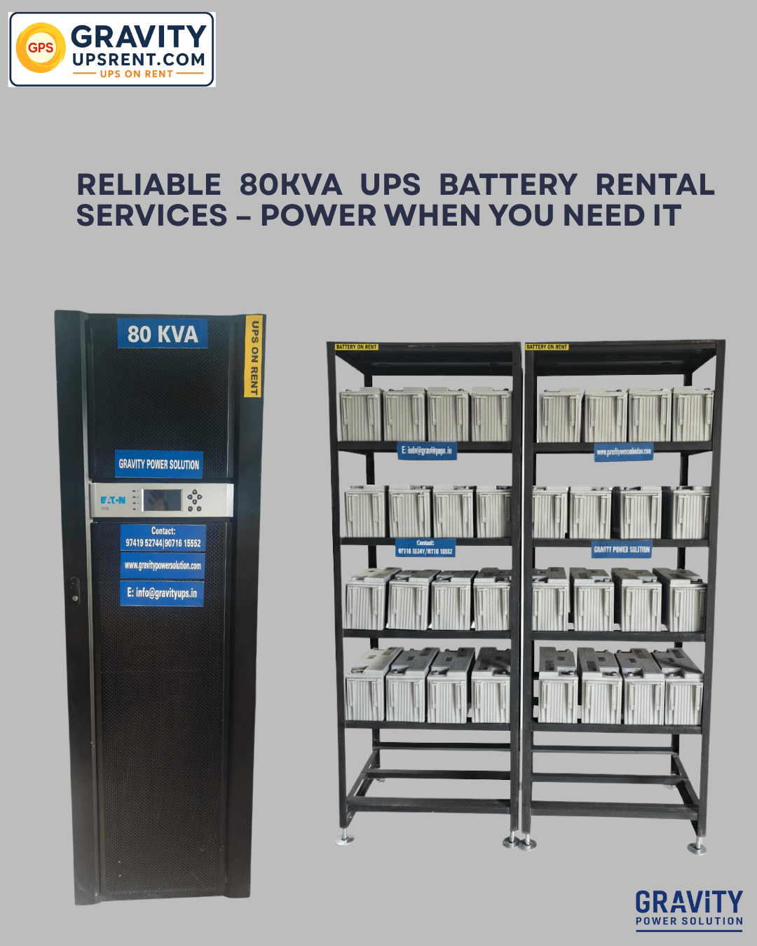 80kVA UPS on hire in Bangalore – Gravity Power Solution