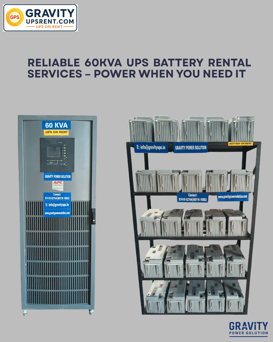 Enterprise E-UPS on rent in Bangalore – Gravity Power Solution