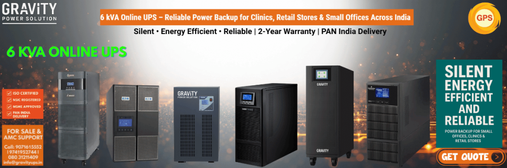6 kVA Online UPS system for offices and small IT loads in Bangalore – Gravity Power Solution